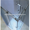 Système de porte de douche en verre coulissant sans cadre en acier inoxydable de 90 degrés